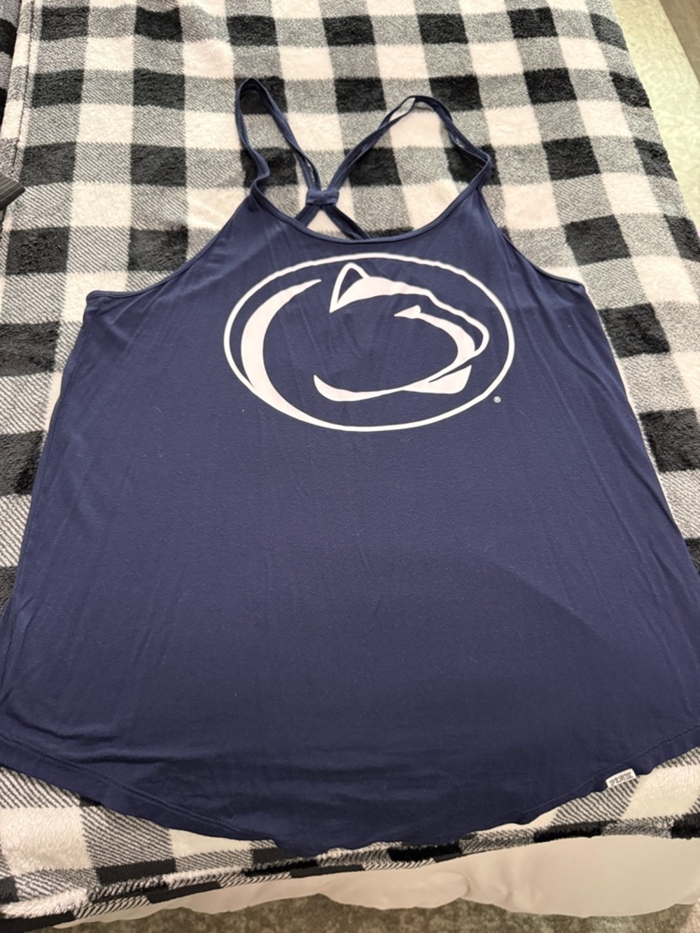 PINK Victoria's Secret Navy Racerback Tank with White Logo